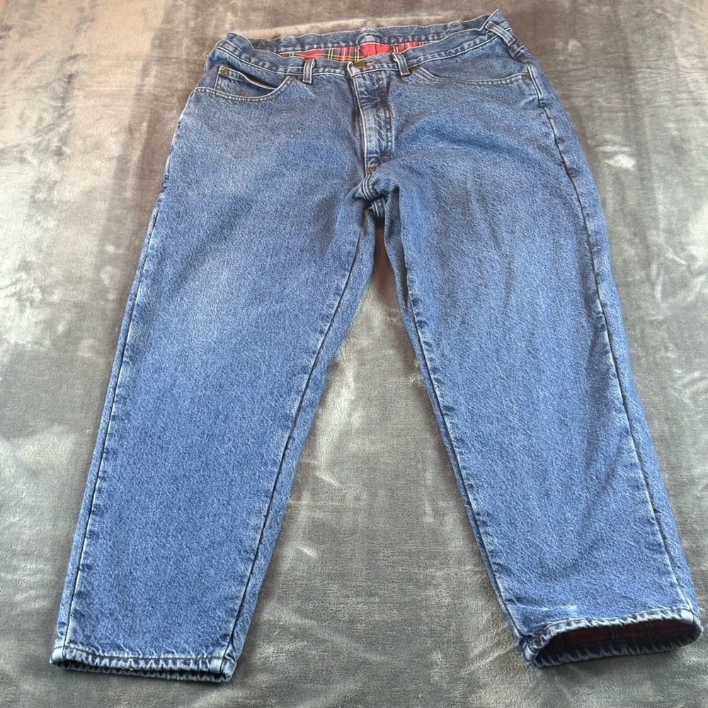 Vintage LL Bean Men's Jean Flannel Lined Size 36X29.5 Straight Leg Medium Wash
